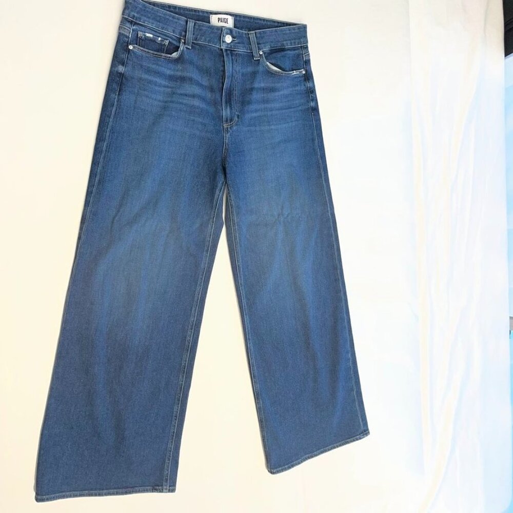 PAIGE Anessa 31 Women’s High Rise Wide Leg Jeans Size 32 Blue - Picture 2 of 8